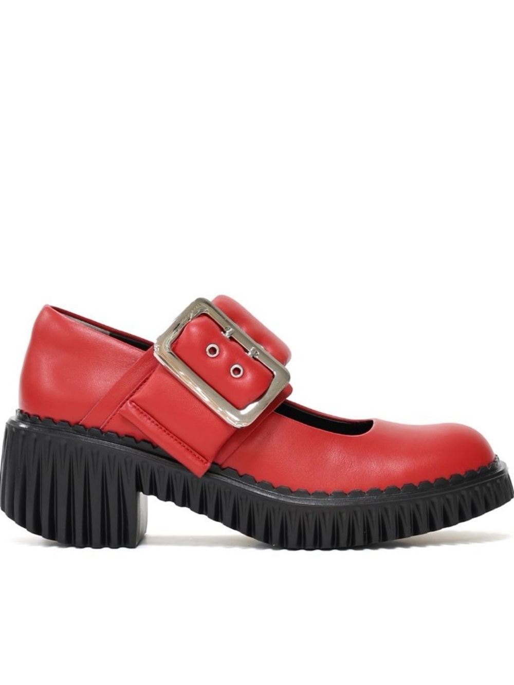 4CCCEES Red Mary Jane Chunky Buckle Shoes Sz. 37